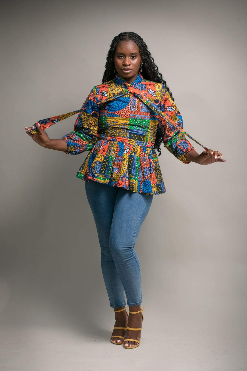 Ari African Print Wrap Top (Multi colour)