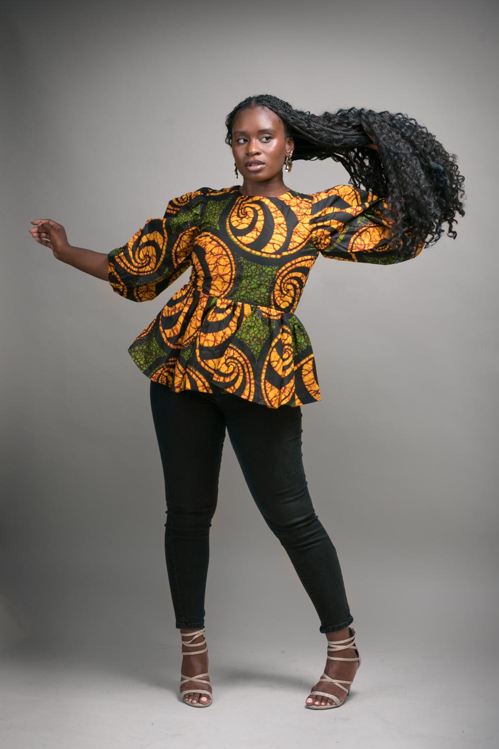 Rita African Print Peplum Top