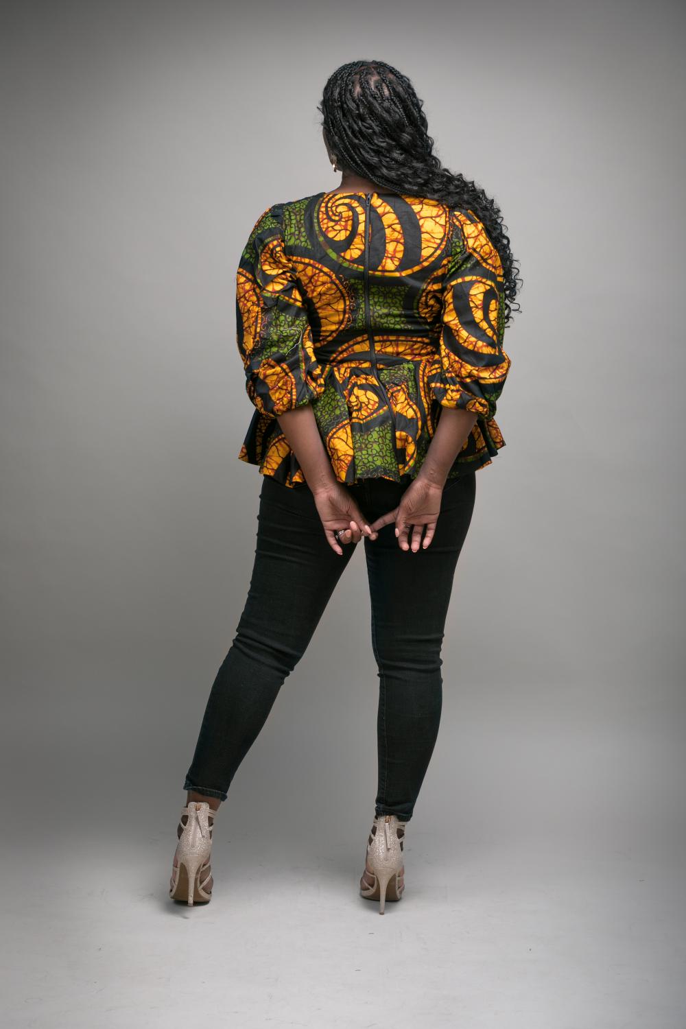 Rita African Print Peplum Top