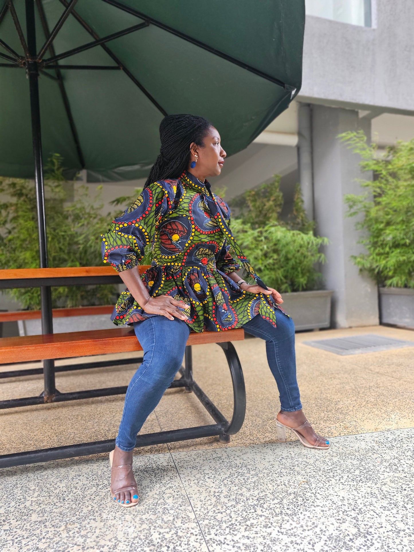 Tina African Print Peplum Top