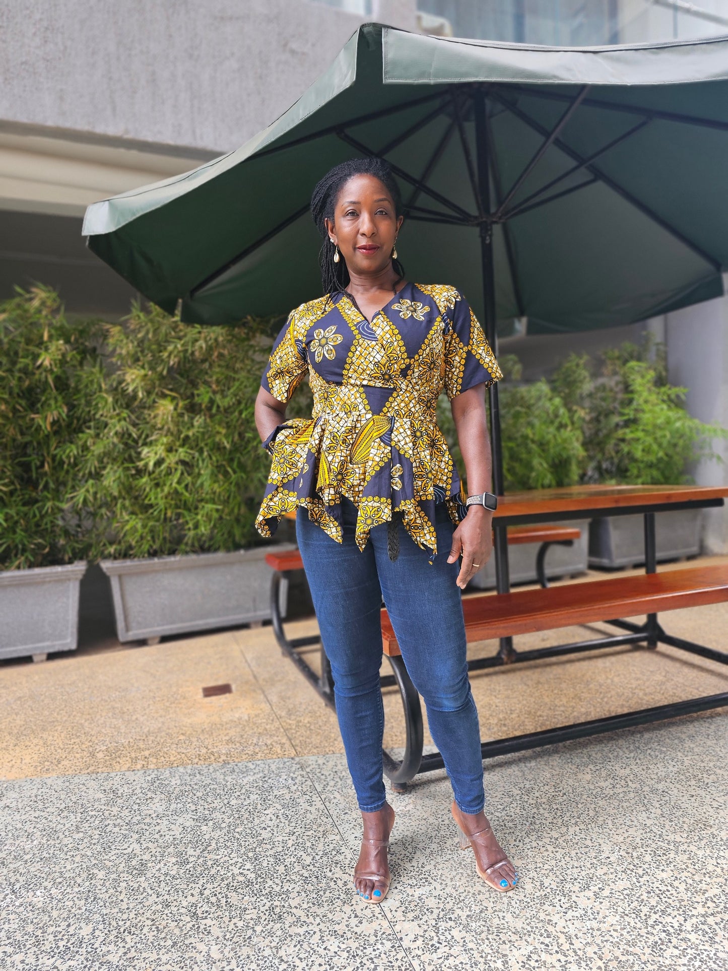 Coco African short Sleeve Peplum Top