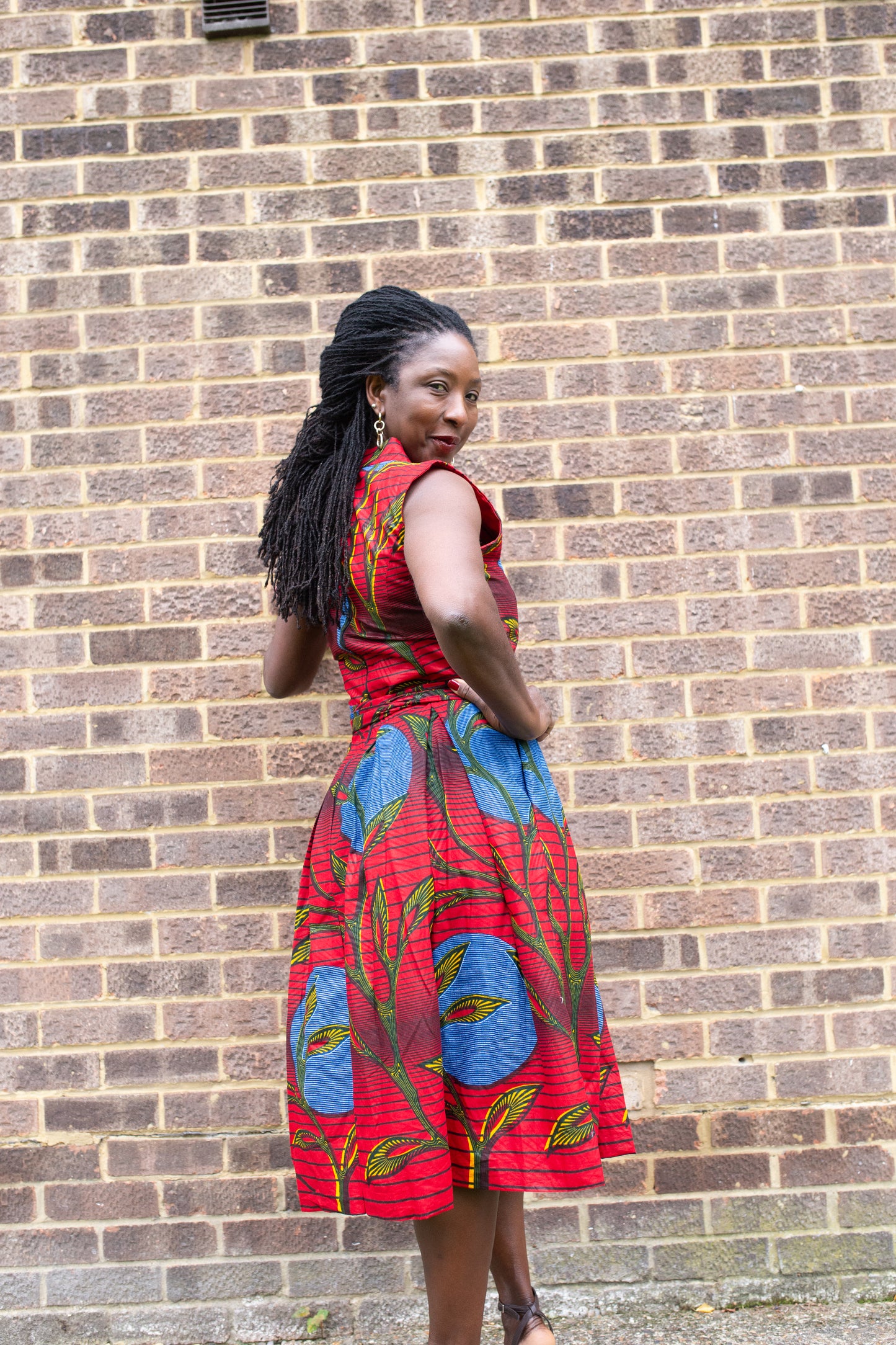 Dennica African Print Midi Sleeveless Dress