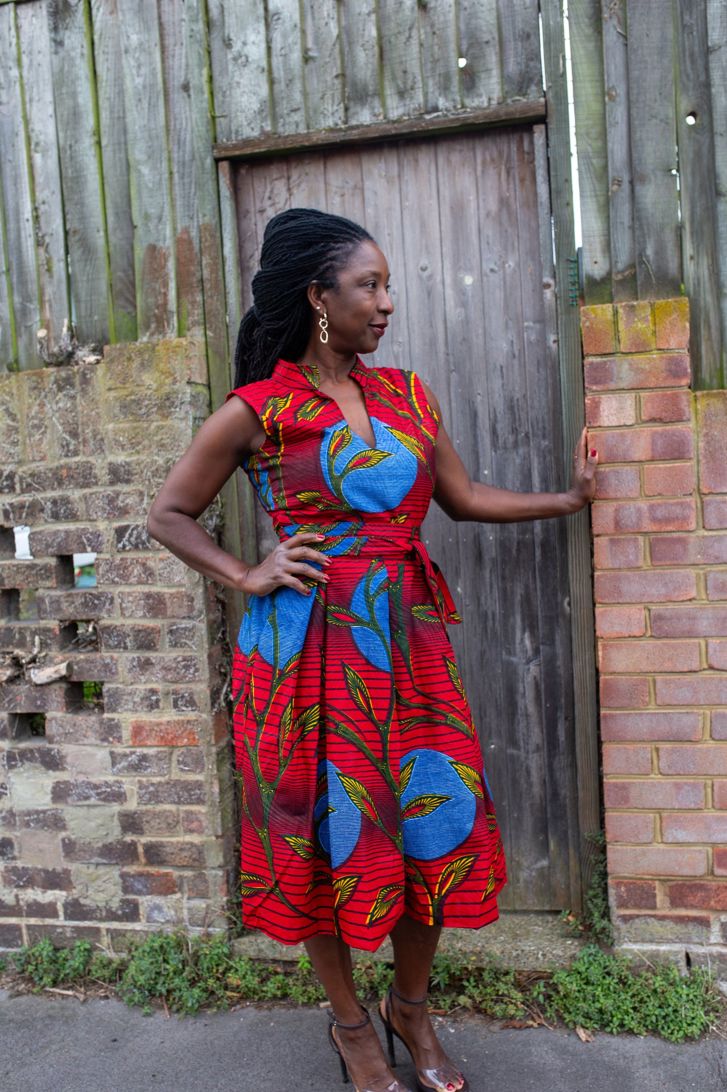 Dennica African Print Midi Sleeveless Dress
