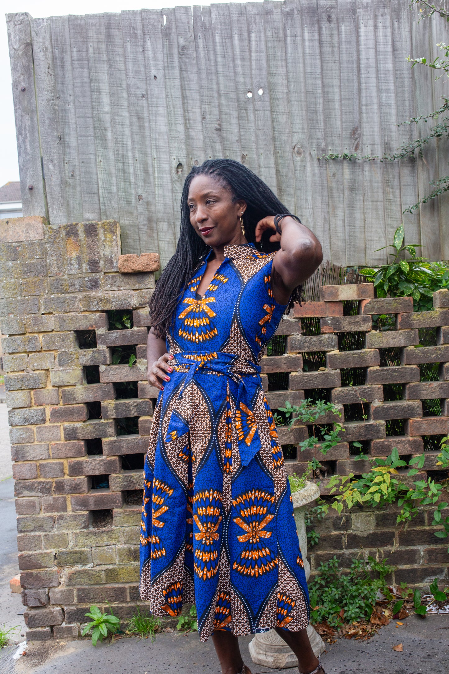 Sylvia African Print Midi Sleeveless Dress