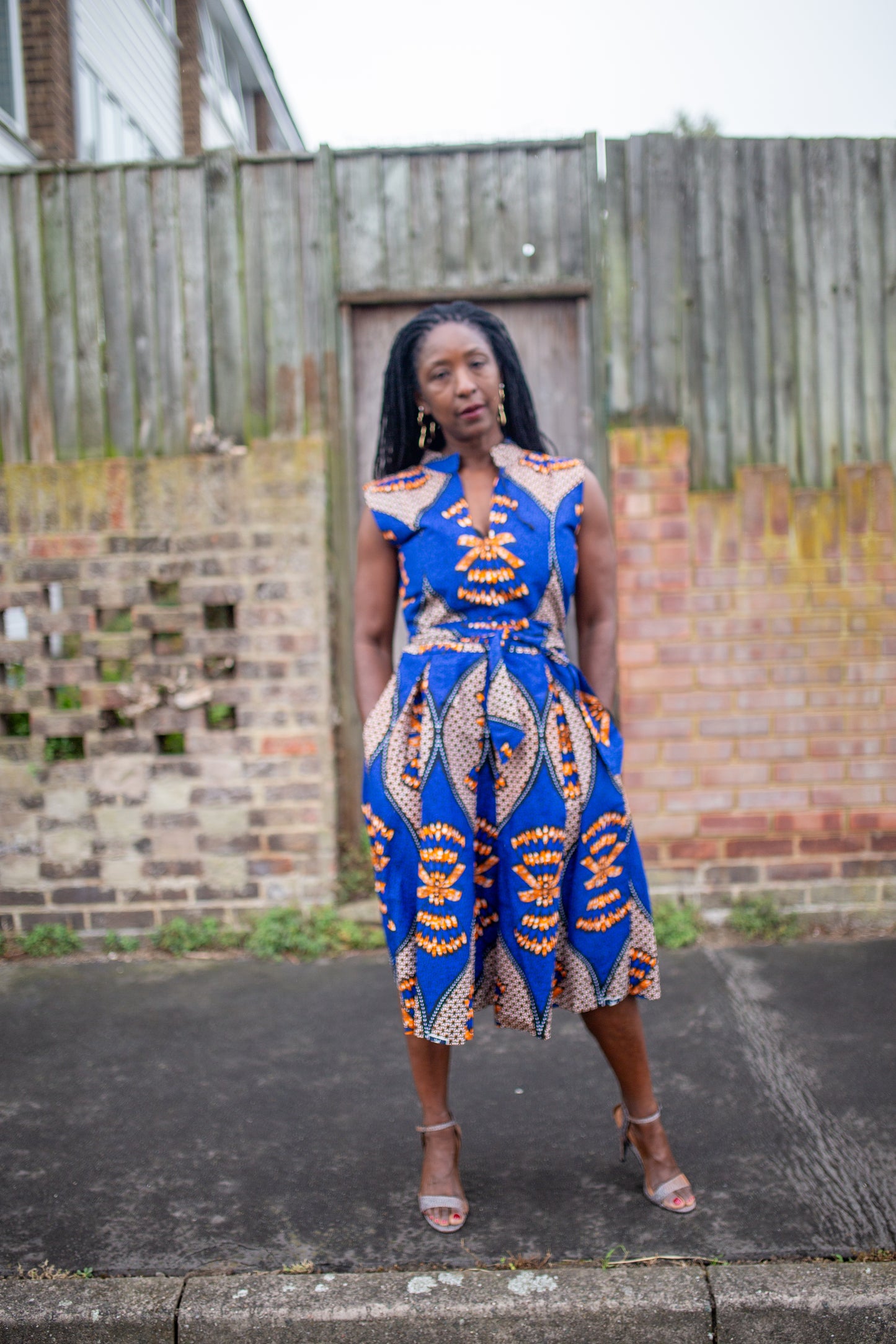 Sylvia African Print Midi Sleeveless Dress