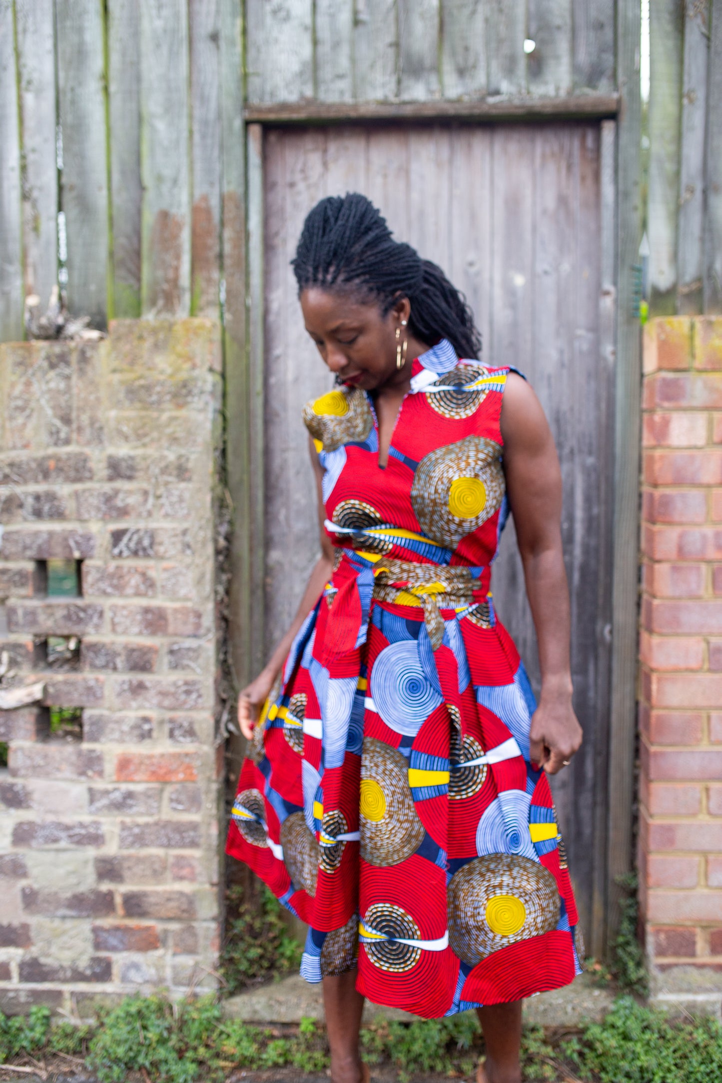Toyin African Print Midi Sleeveless Dress