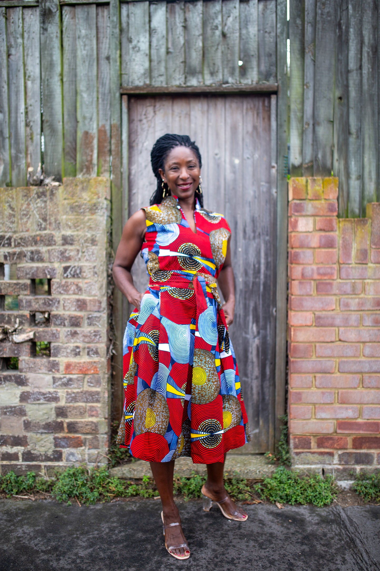 Toyin African Print Midi Sleeveless Dress