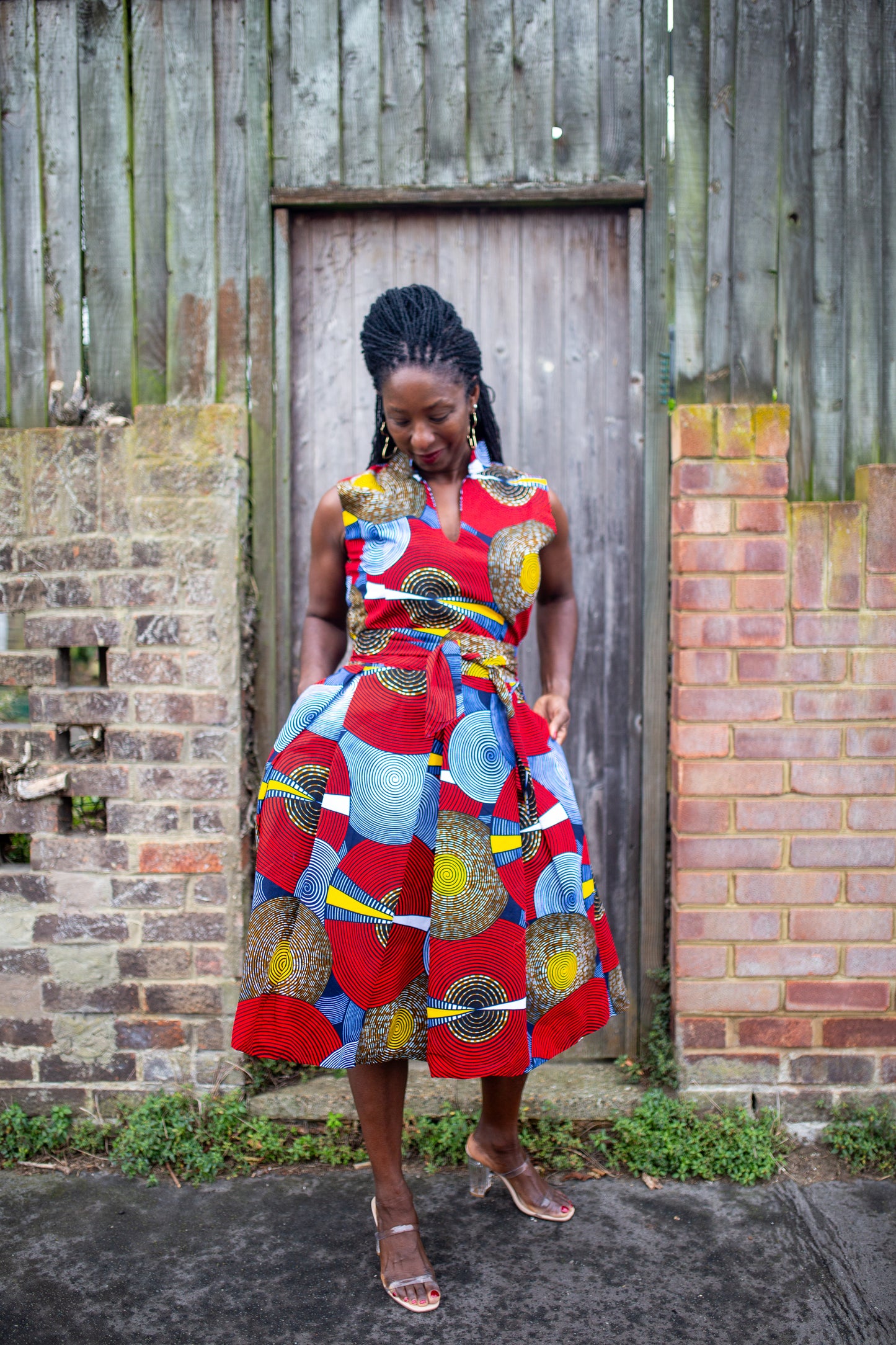 Toyin African Print Midi Sleeveless Dress
