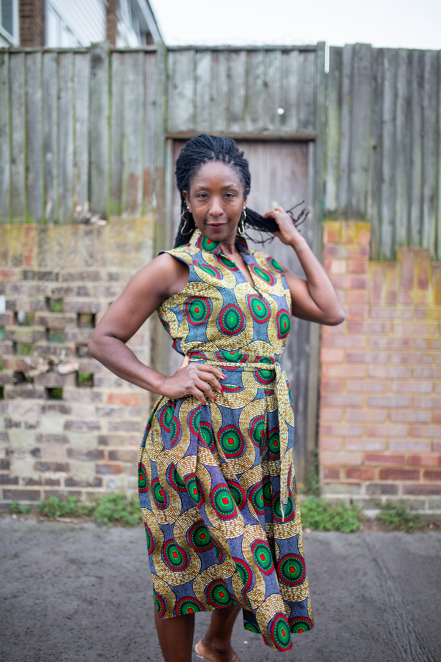Rufina African Print Midi Sleeveless Dress