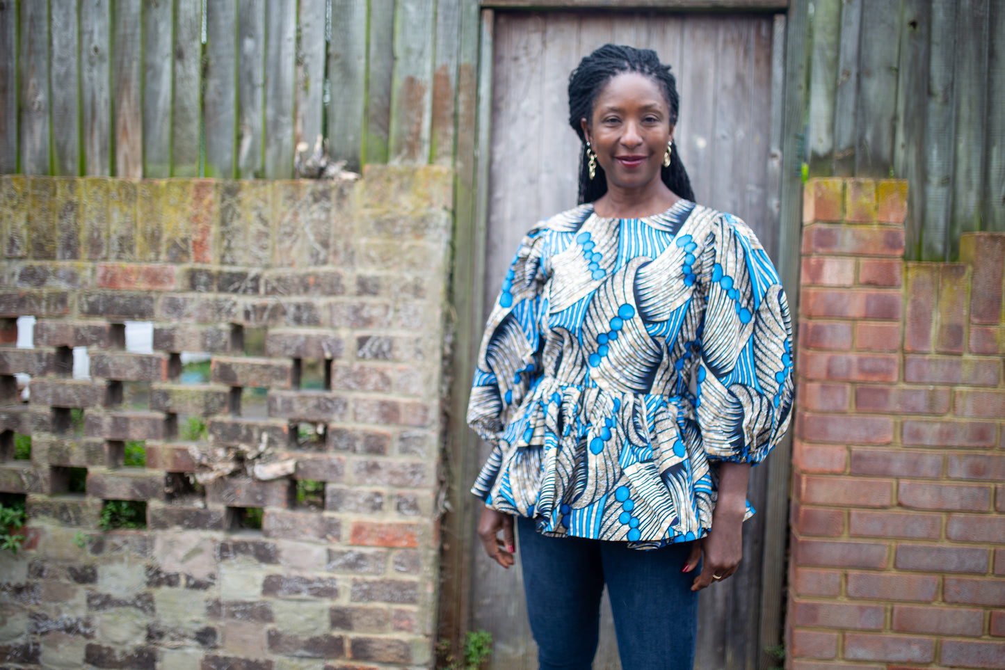 African Print Peplum Top - Lade
