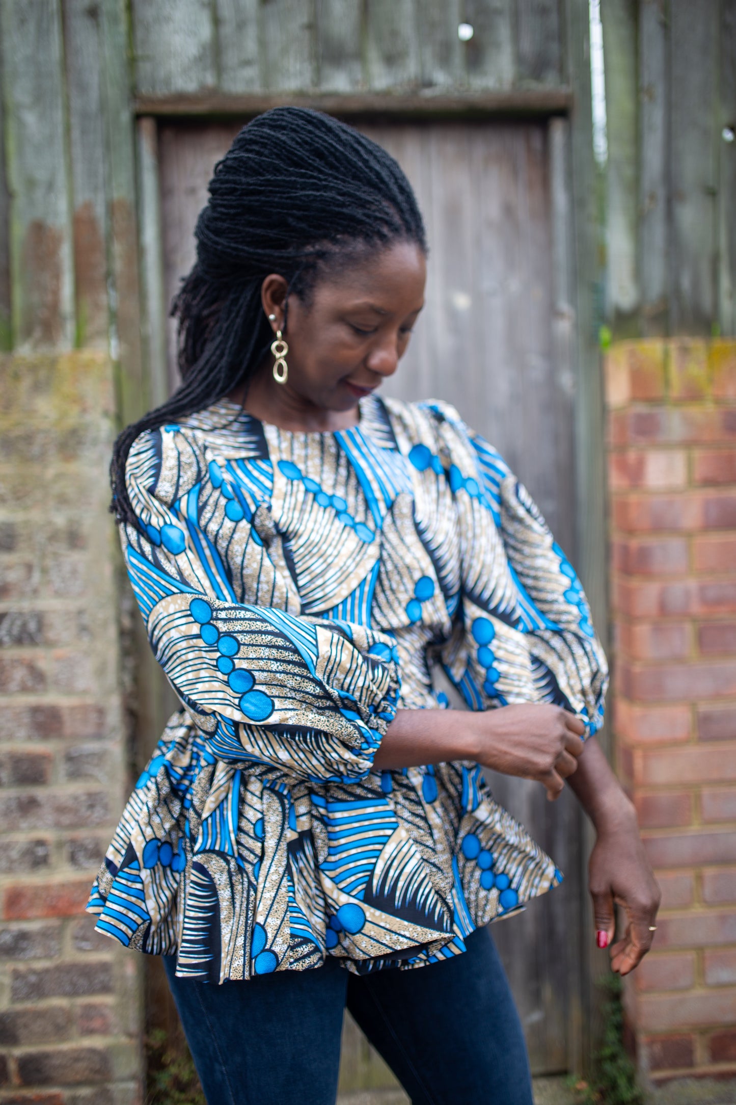 Lade African Print Peplum Top