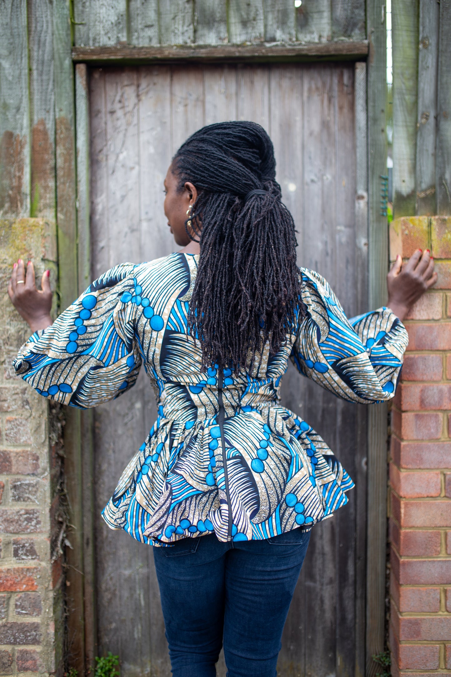 African Print Peplum Top - Lade