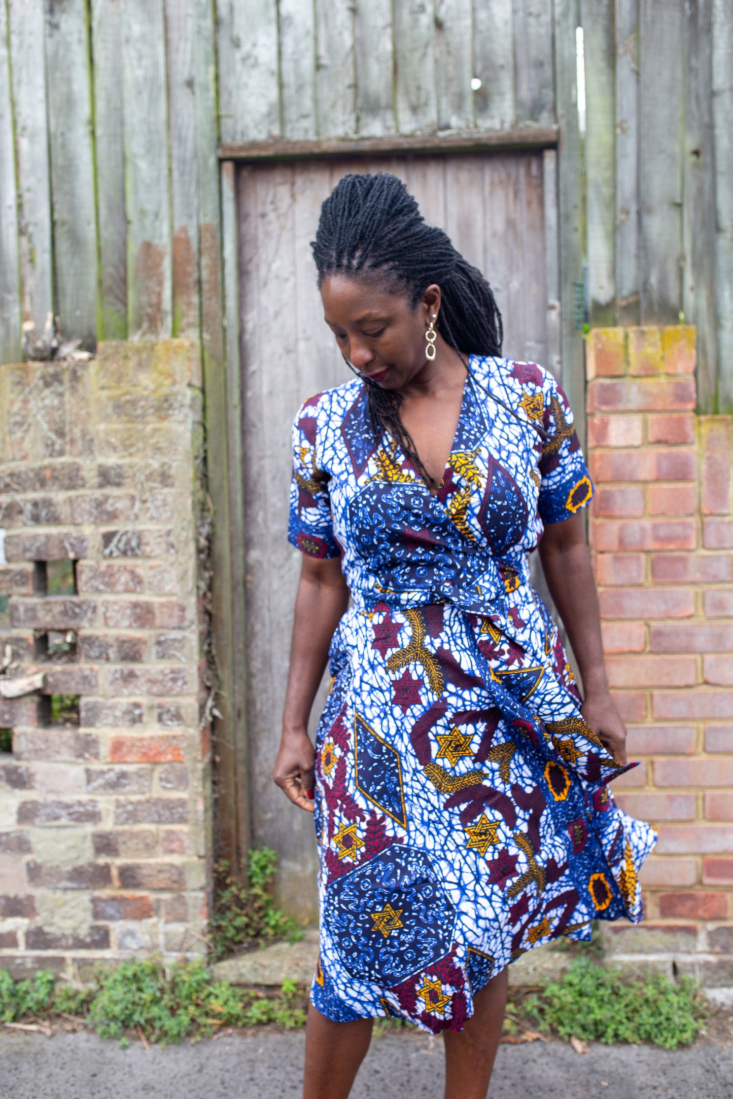 Ashanti African Print Midi Wrap Dress