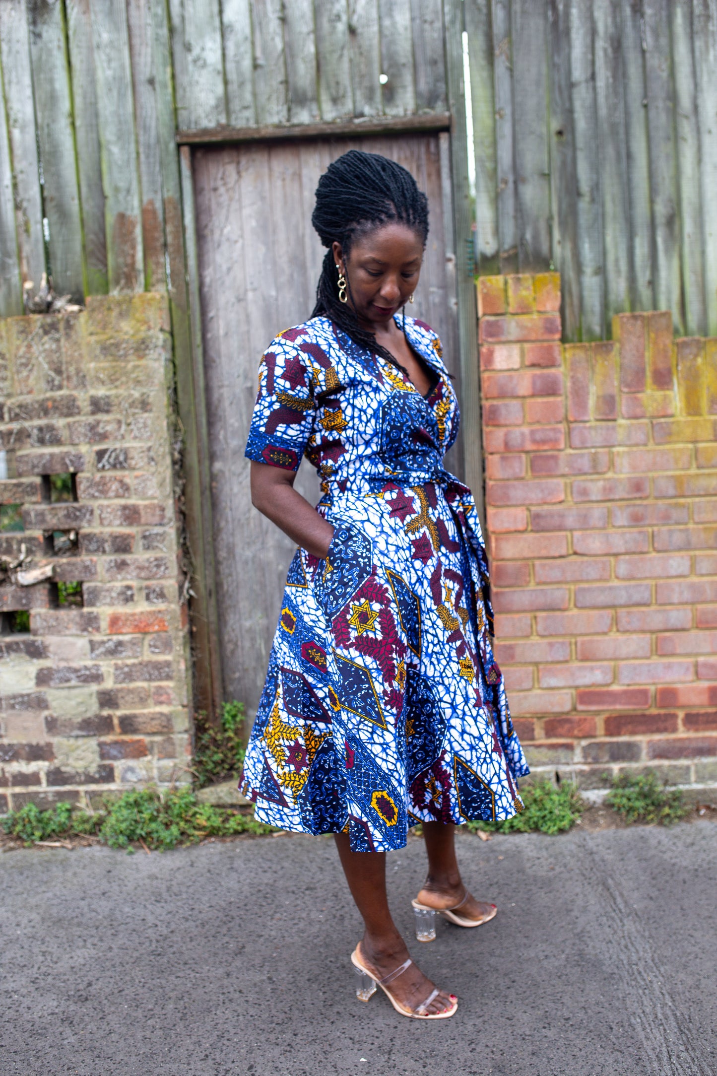 Ashanti African Print Midi Wrap Dress