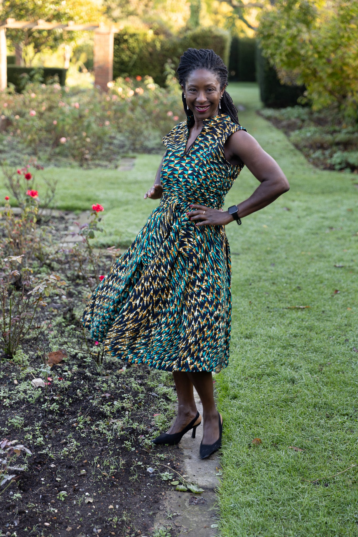 Jane African Print Sleeveless Midi Dress