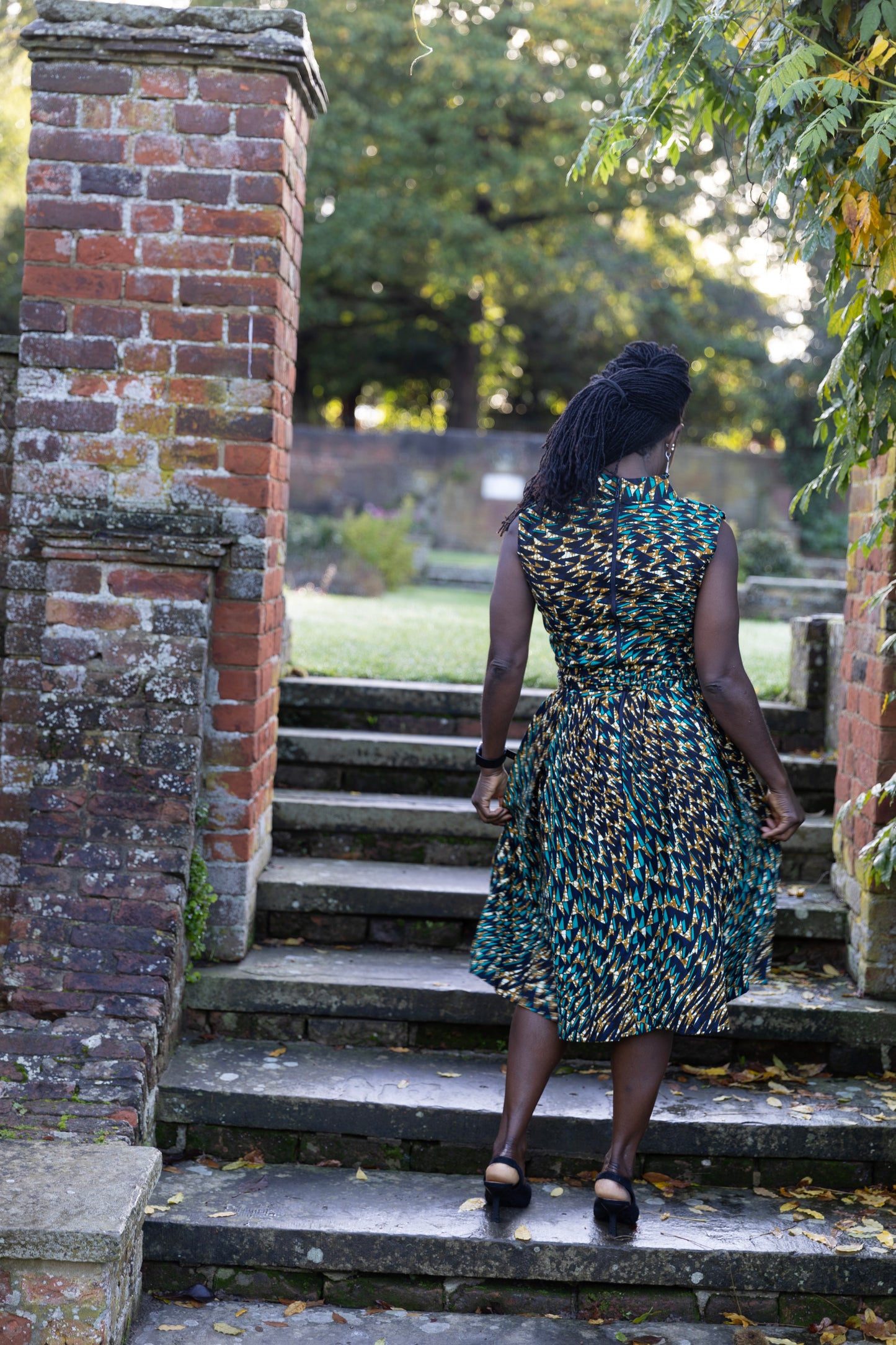 Jane African Print Sleeveless Midi Dress