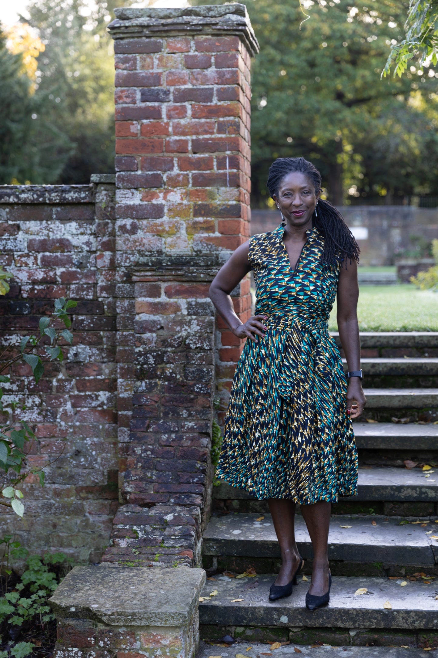 Jane African Print Sleeveless Midi Dress