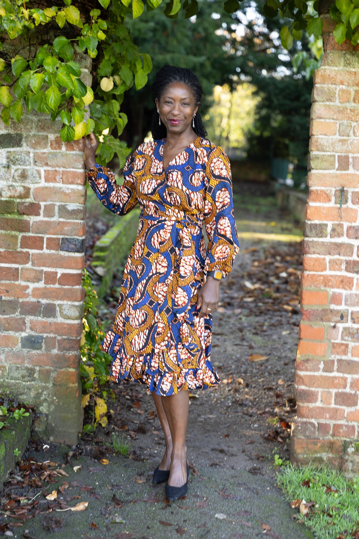Mide African Print Midi Wrap Dress