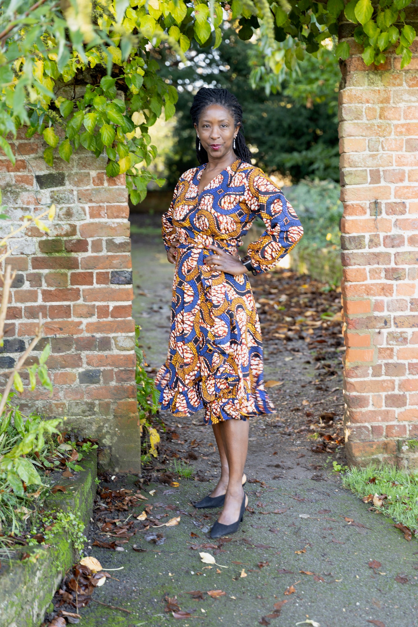 Mide African Print Midi Wrap Dress