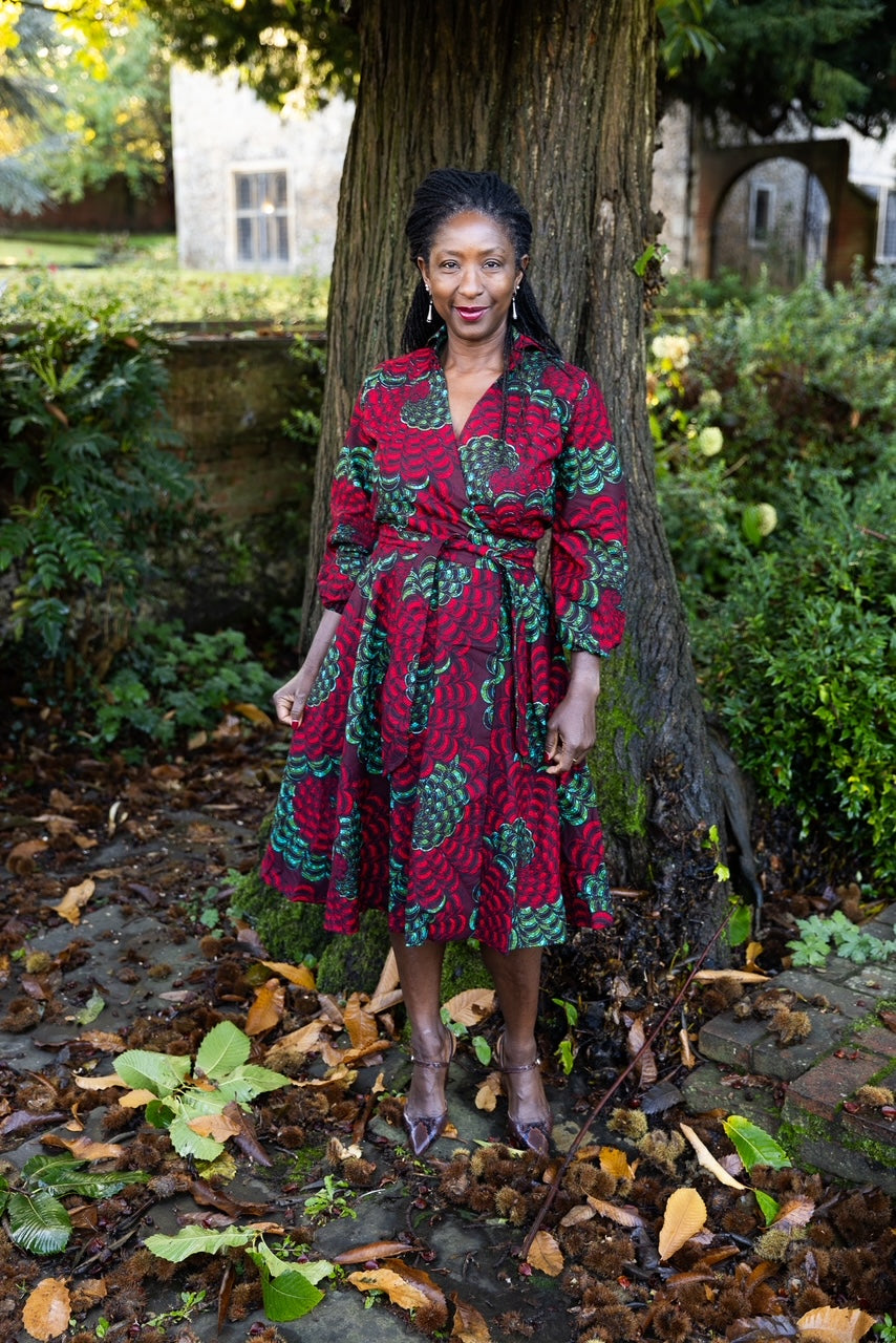 Tise African Print Midi Wrap Dress