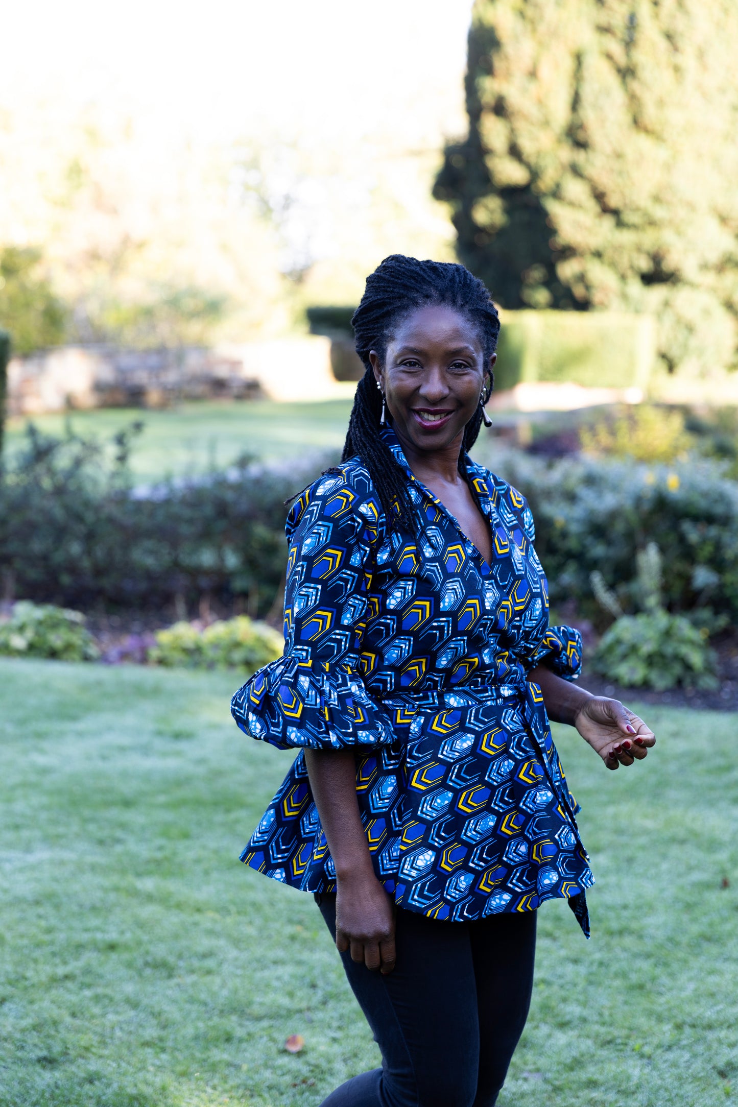 Simi African Print Wrap Top