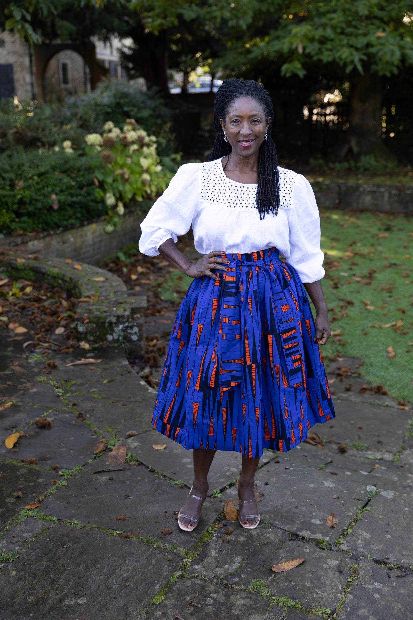 Sope African Print Belted Midi Skirt