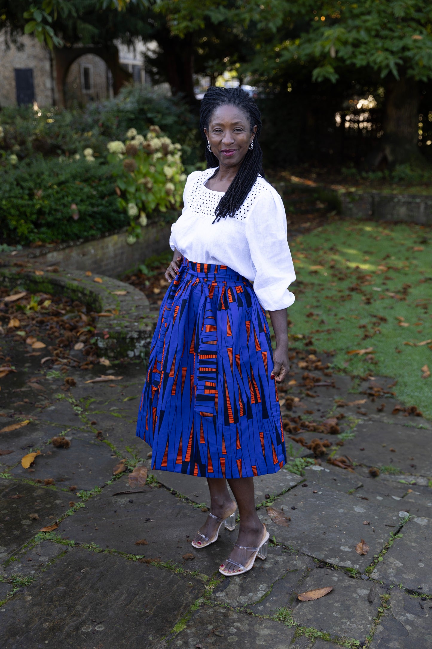 Sope African Print Belted Midi Skirt
