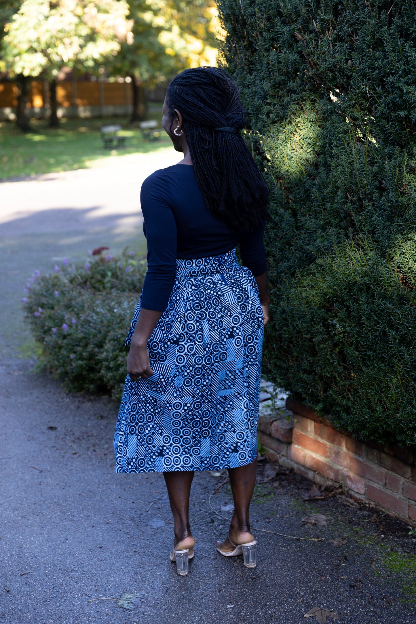 Queen African Print Belted Midi Skirt