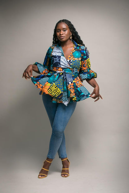 Ari African Print Wrap Top (Multi colour)