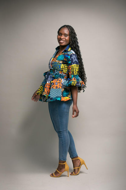 Ari African Print Wrap Top (Multi colour)