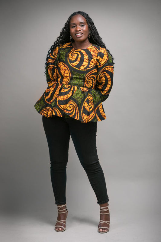 Rita African Print Peplum Top