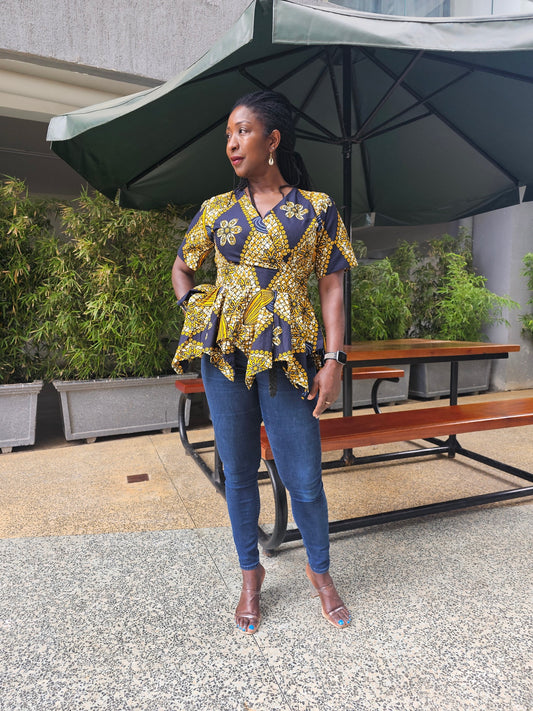 Coco African short Sleeve Peplum Top