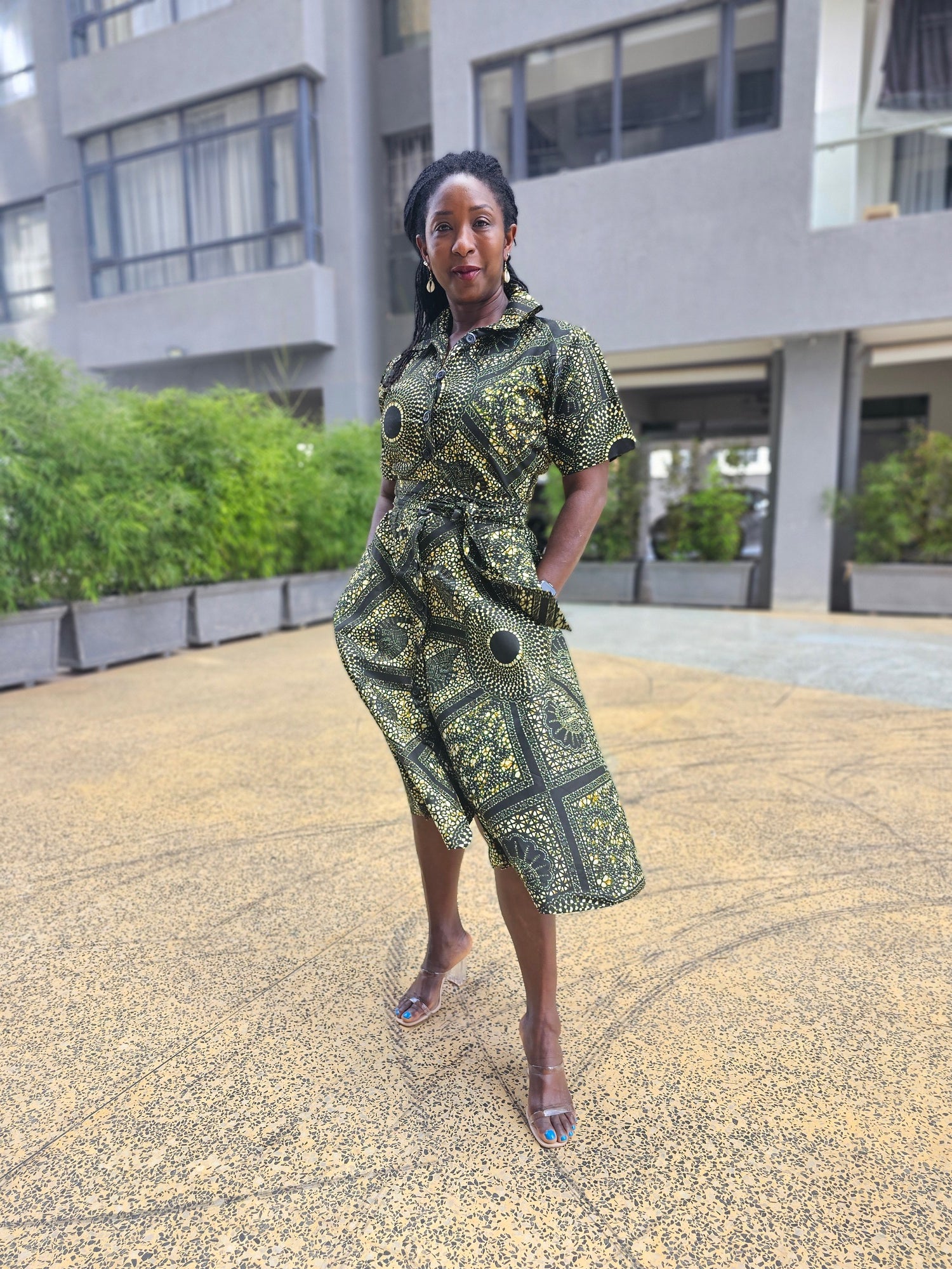 Folasade African Print MIDI Shirt Dress