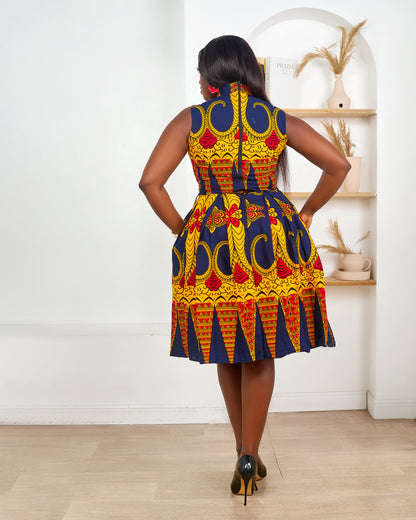 AYOOLA AFRICAN PRINT MIDI DRESS [ORANGE]