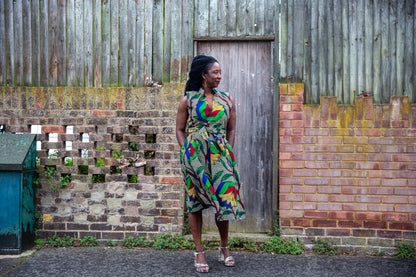 African Print Midi Sleeveless Dress -Sabrina