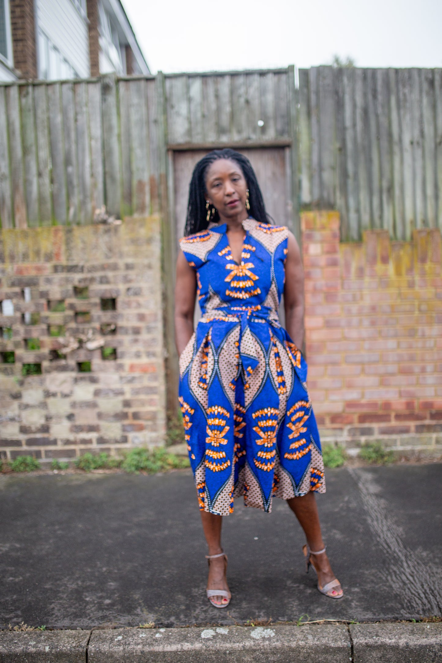 African Print Midi Sleeveless Dress - Sylvia