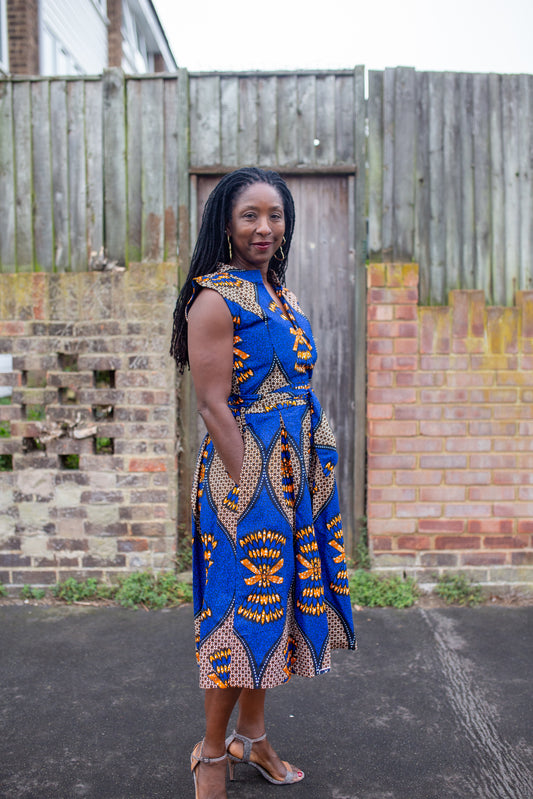 African Print Midi Sleeveless Dress - Sylvia