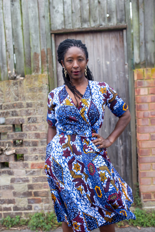 African Print Midi Wrap Dress - Ashanti