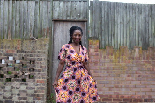 African Print Midi Wrap Dress - Dayo