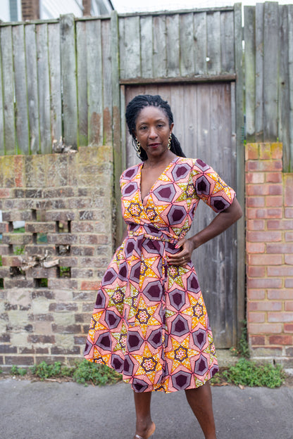 Dayo African Print Midi Wrap Dress