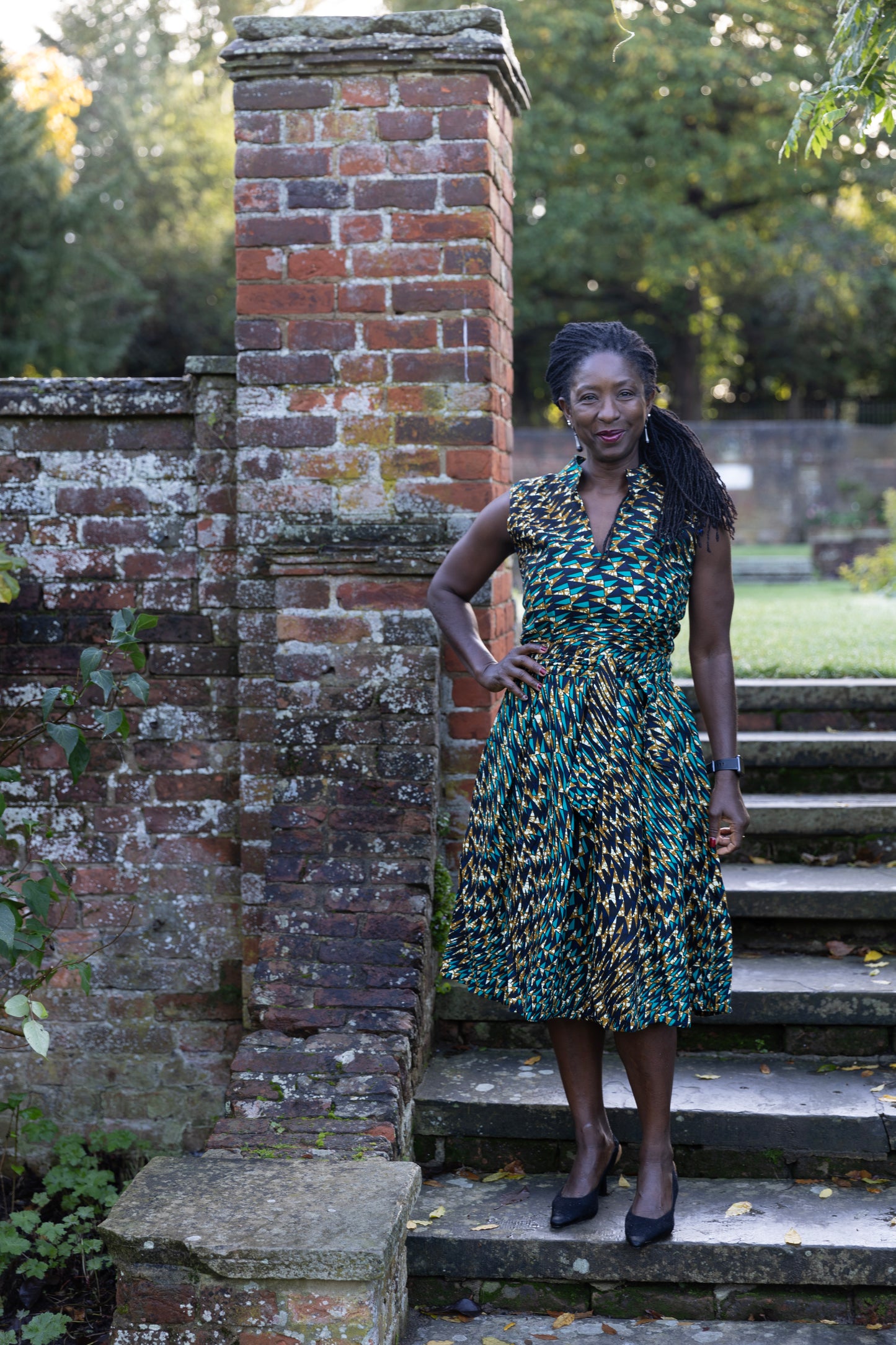 African Print Sleeveless Midi Dress - Jane