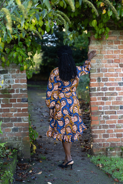 African Print Midi Wrap Dress - Mide
