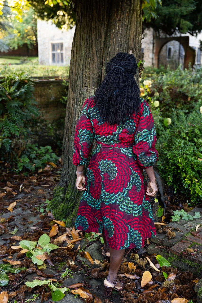 African Print Midi Wrap Dress - Tise