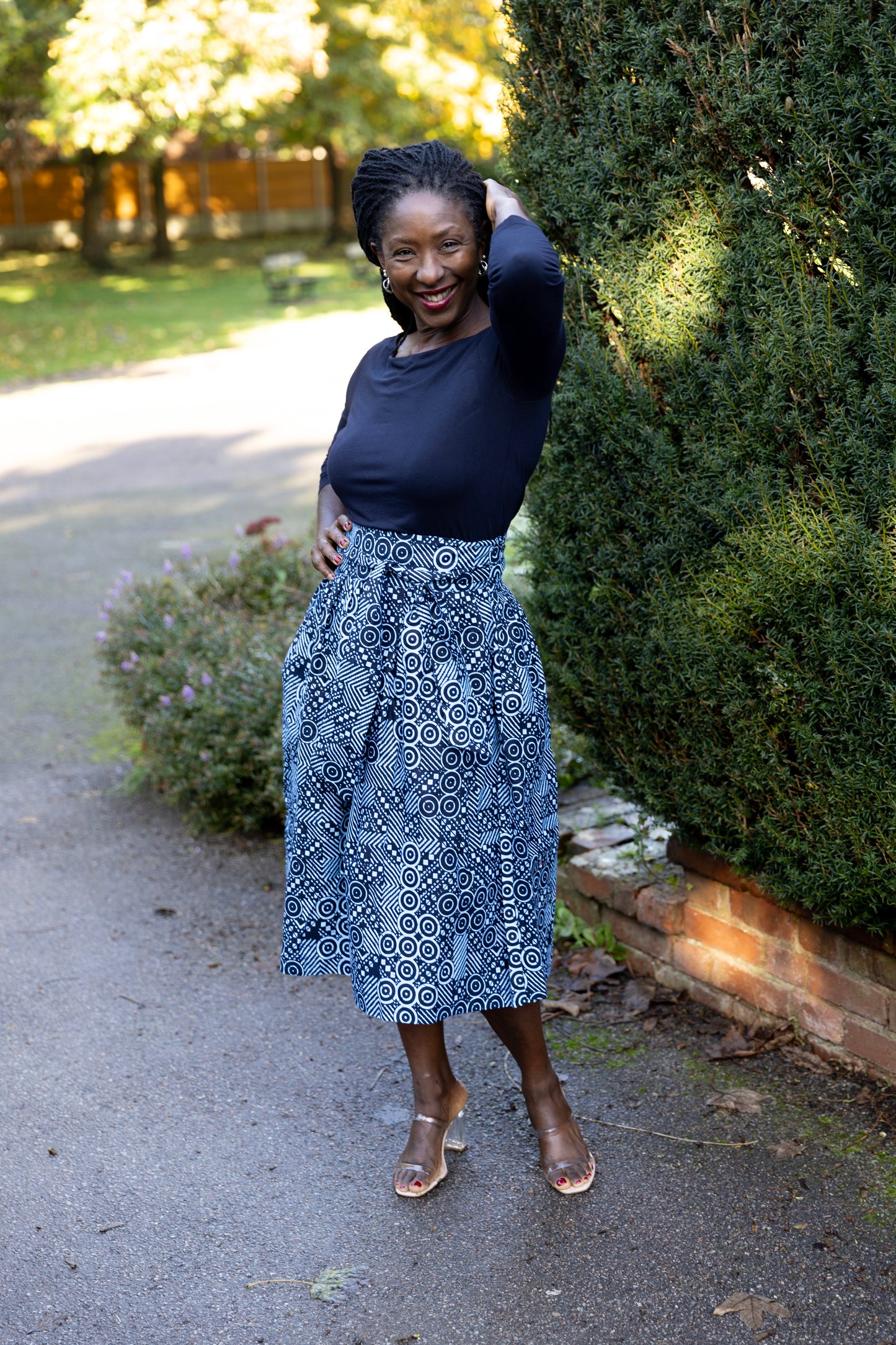 African Print Belted Midi Skirt - Queen