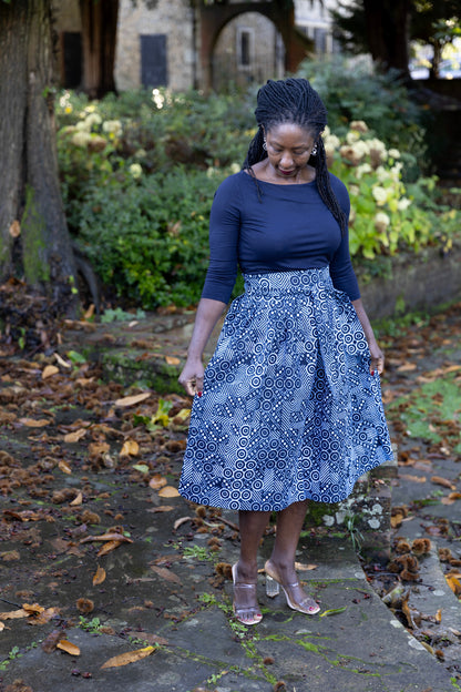 African Print Belted Midi Skirt - Queen