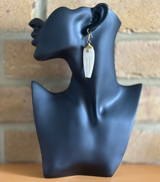 White Afro Comb Earrings
